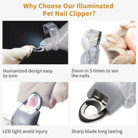Dog and Cat LED light with Nail Clippers and Magnifying Glass